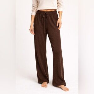 Nordstrom Cashmere Blend Wide Leg Knit Pants Chocolate Brown Cozy Lounge M